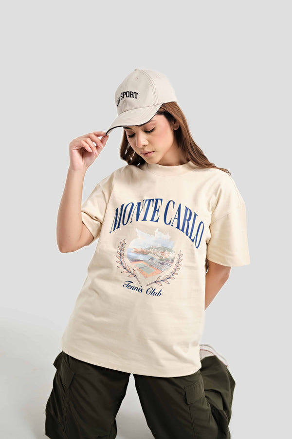 Heavy weight T-shirt with print-Beige