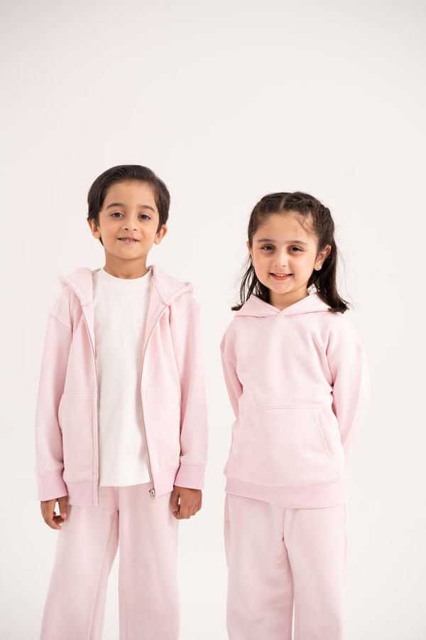 Zip Hoodie In Baby Pink