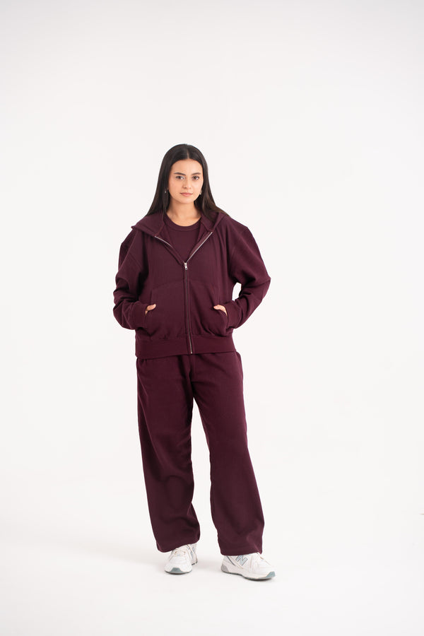 Zip Hoodie In Cherry Lacquer