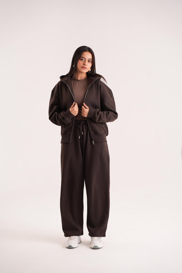 Zip Hoodie in Dusk Brown