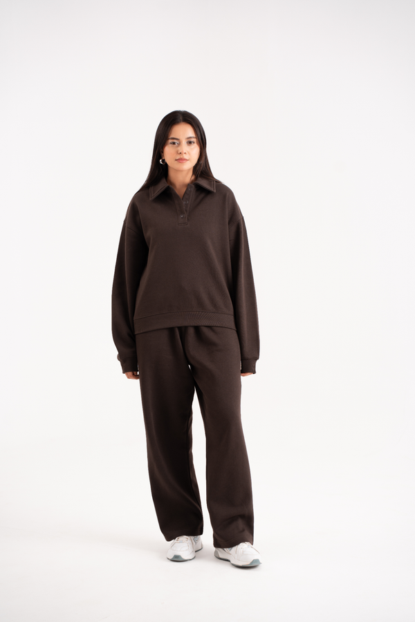 Button up Sweatshirt in Dusk Brown