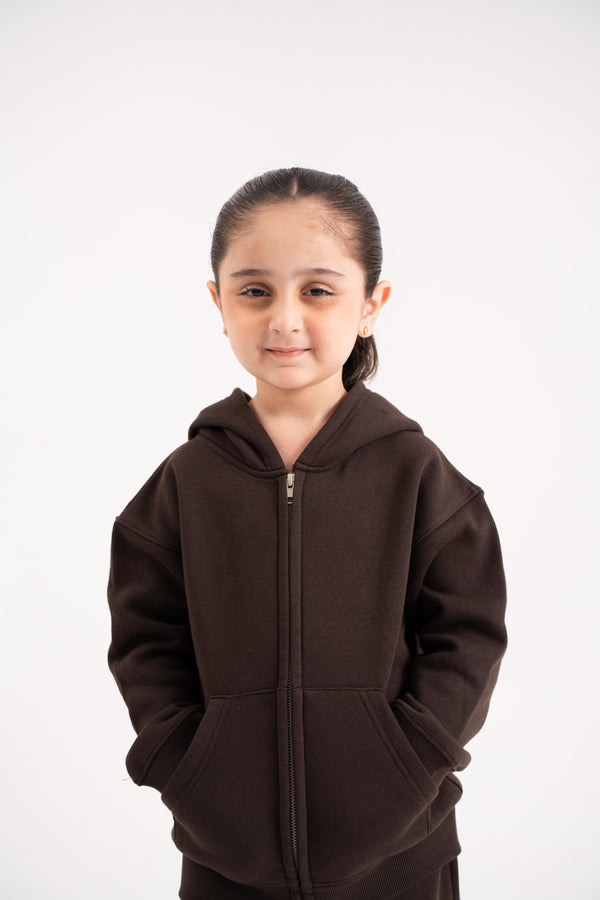Zip Hoodie In Dusk Brown