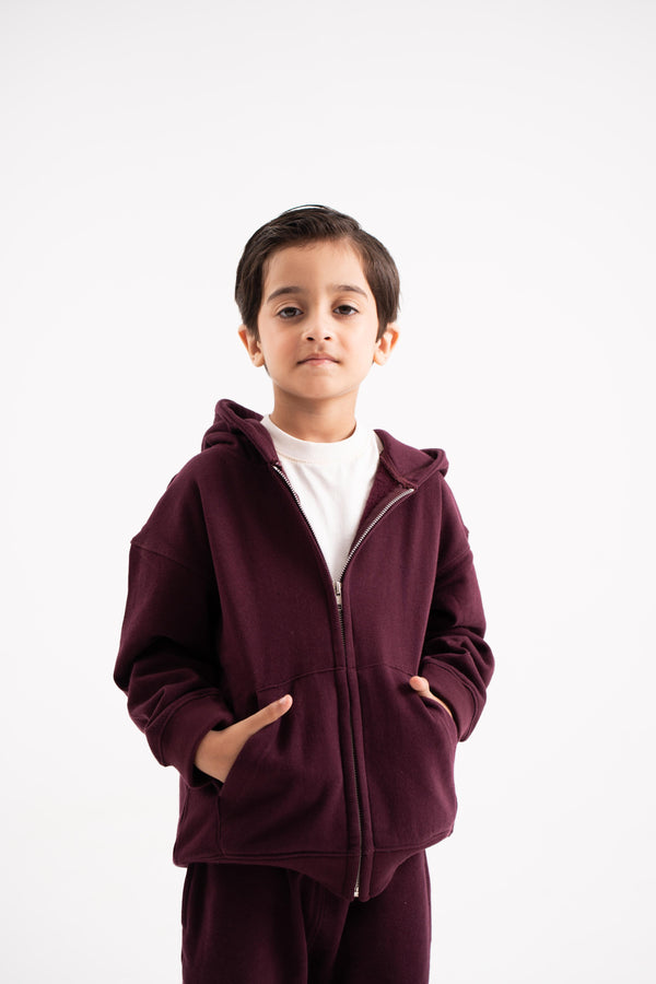 Zip Hoodie In Cherry Lacquer