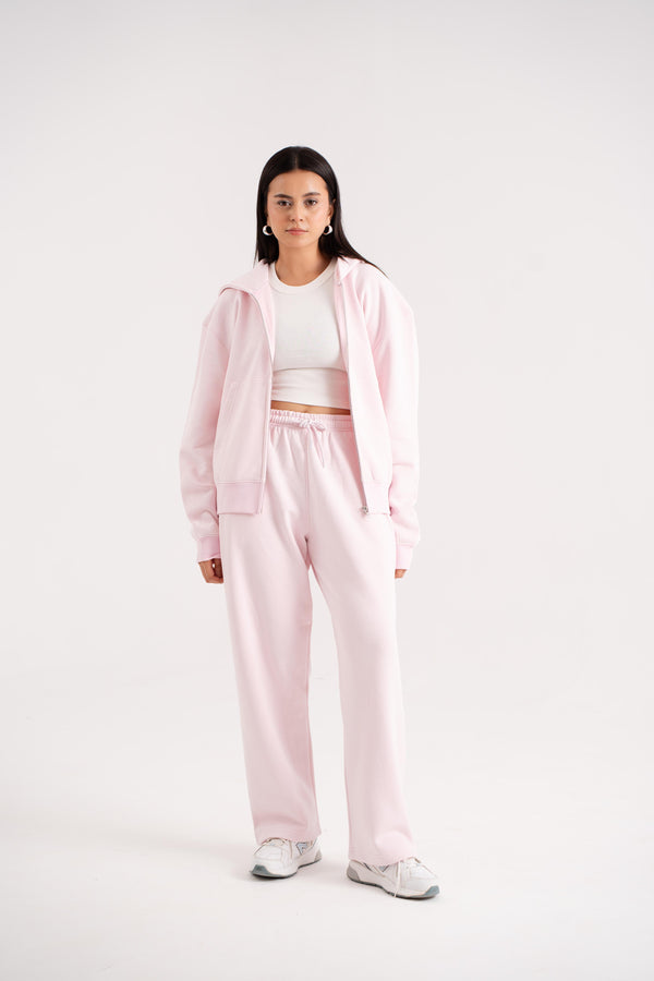 Zip hoodie in Baby Pink