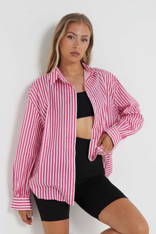 Button Down Striped Shirt in Pink