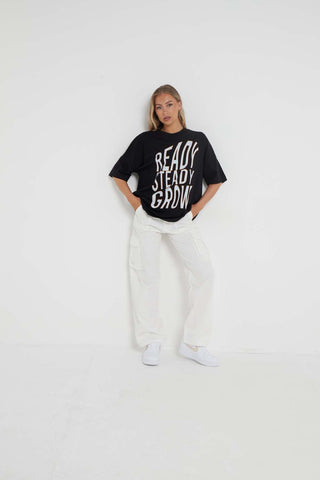 Oversized T-Shirt with Print in Black