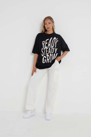 Oversized T-Shirt with Print in Black