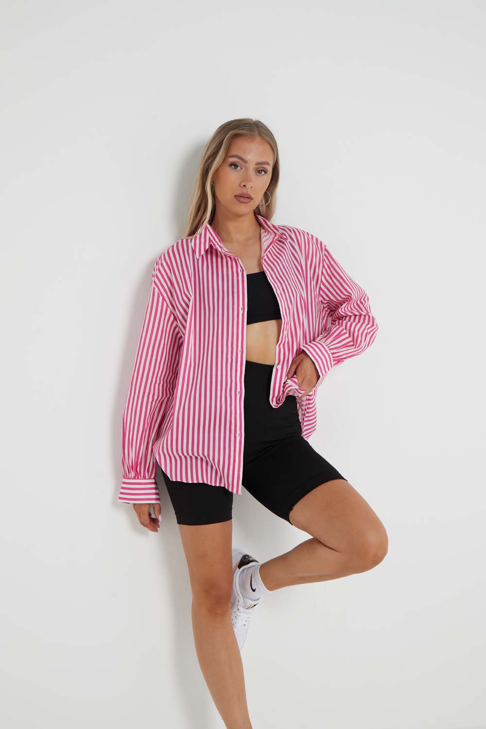 Button Down Striped Shirt in Pink