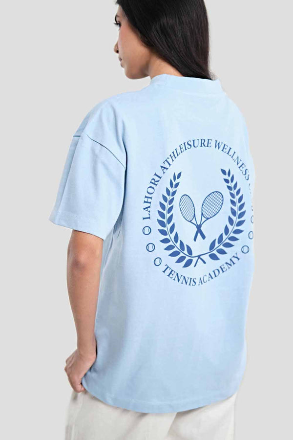 Heavy weight T-shirt with print-Powder Blue
