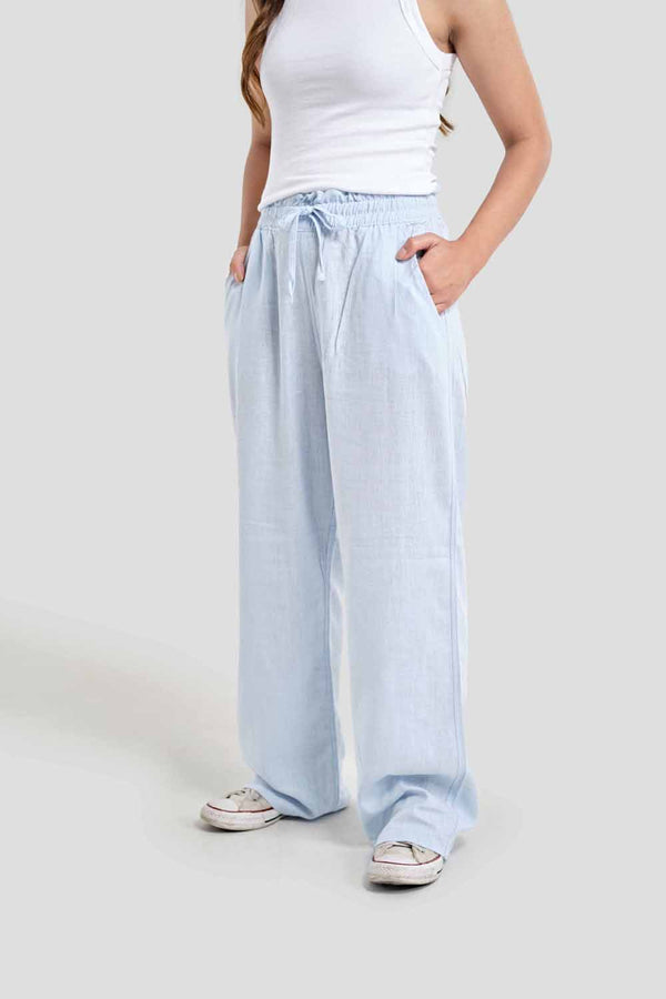 Linen Pull On pants-Powder Blue