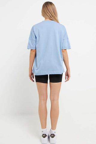 Oversized T-Shirt with Print in Powder Blue