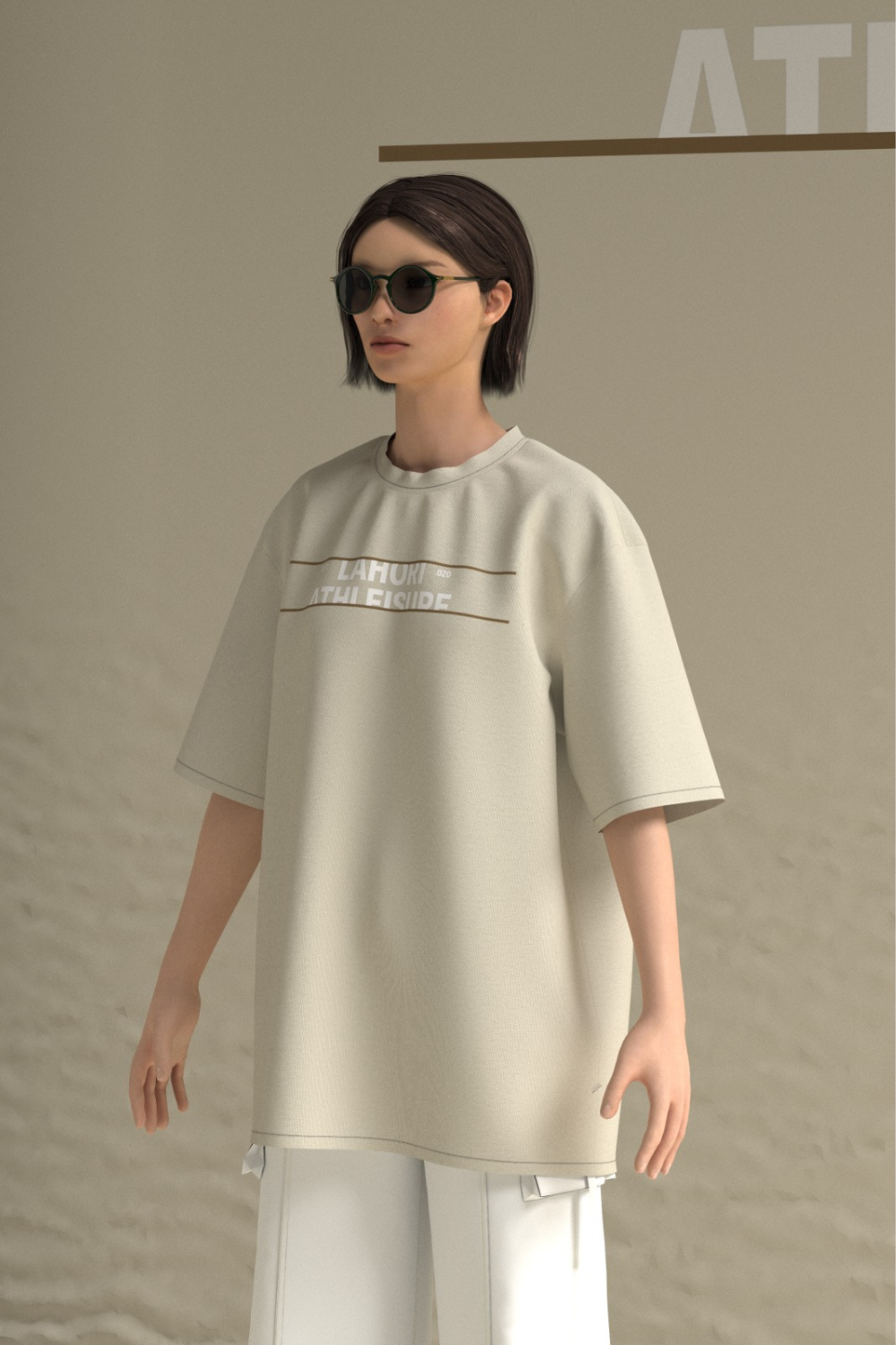 Oversized T-Shirt with Print in Milky