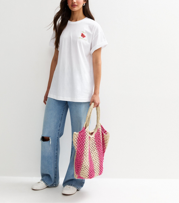 White Bon Appetit Oversized T-shirt