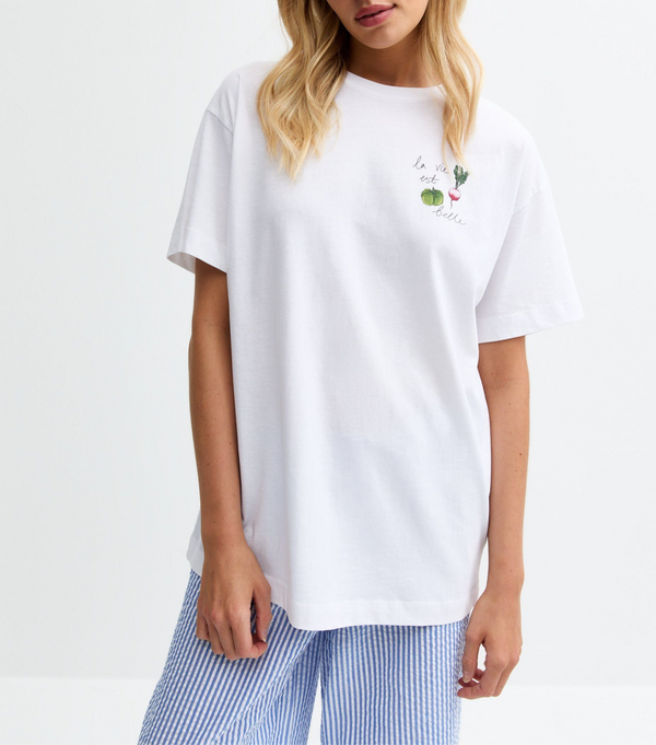 White Bonne Bag Print T-Shirt