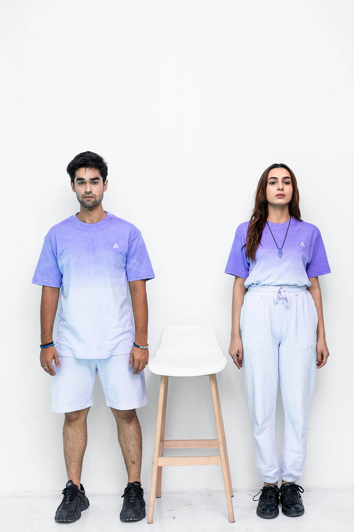 Dip-Dyed Unisex T-shirt in Iris Bloom Color - Lahori Athleisure