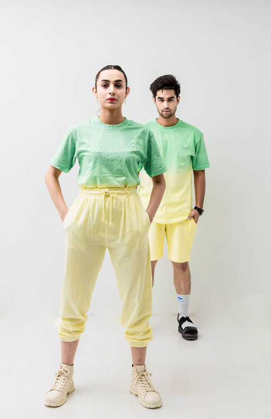 Dip-Dyed Unisex T-shirt in Grass Green Color - Lahori Athleisure
