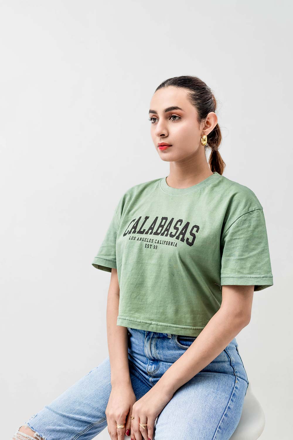 Boxy T-Shirt in Dry Green Color - Lahori Athleisure