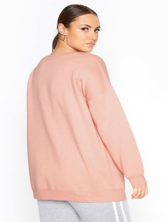 Brushed-back cotton sweatshirt in Baby pink - Lahori Athleisure (7153523589273)