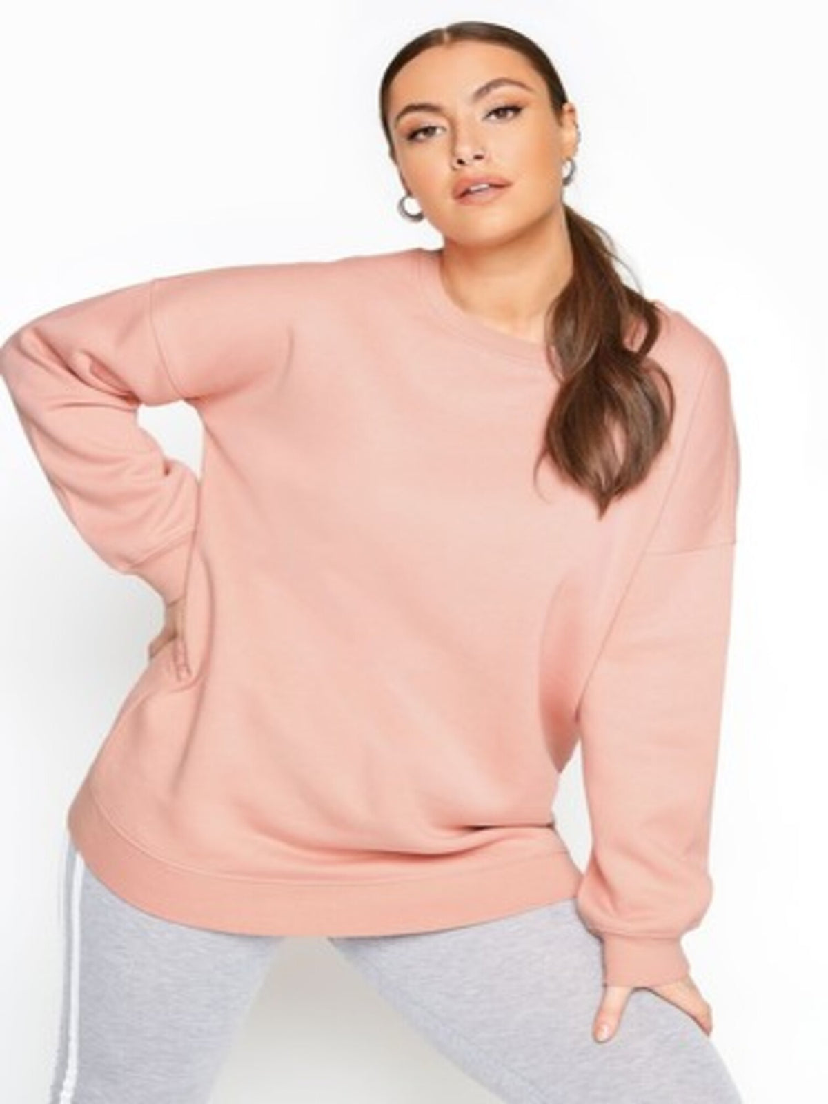 Brushed-back cotton sweatshirt in Baby pink - Lahori Athleisure (7153523589273)