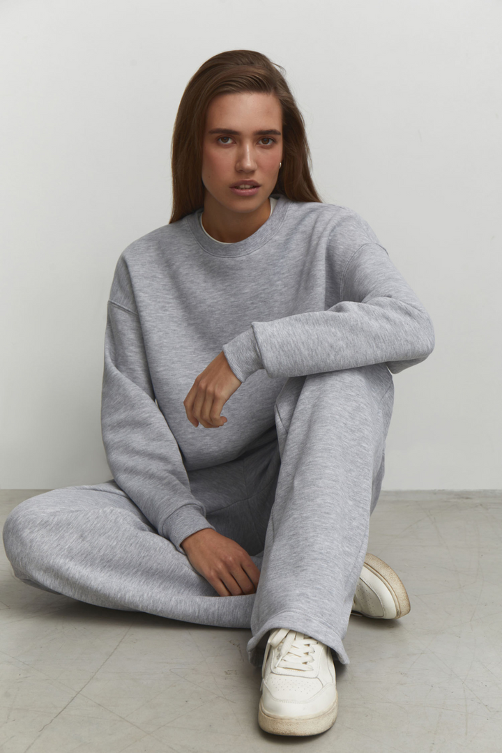 Oversized Sweatshirt in Grey Melange - Lahori Athleisure