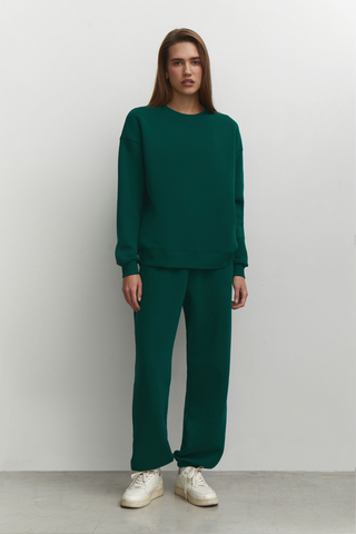 Straight-Cut Pants in Night-Tide Green - Lahori Athleisure
