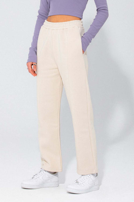 Straight-Cut Pants in Beige - Lahori Athleisure